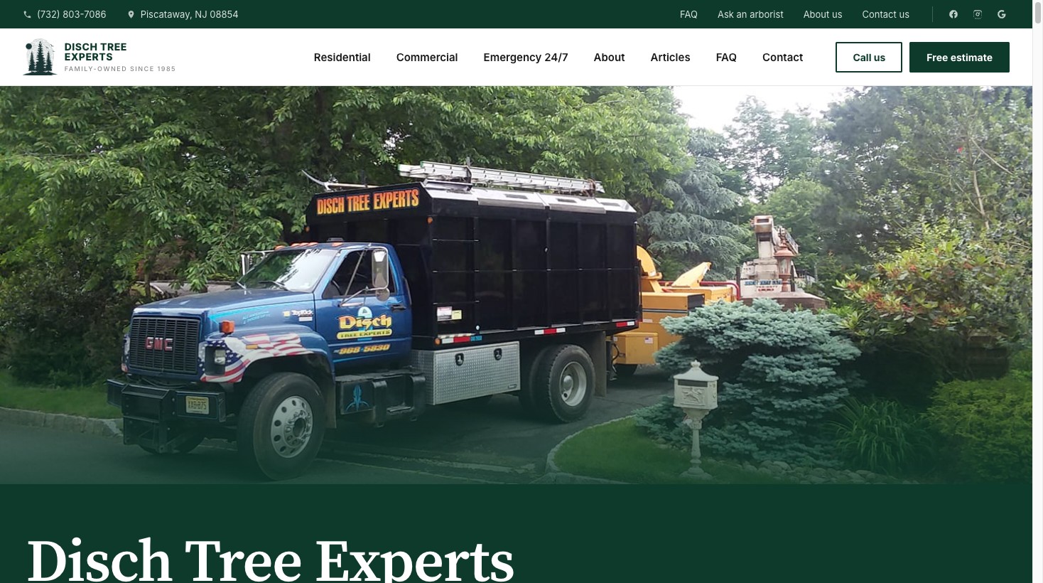 Disch Tree Experts website